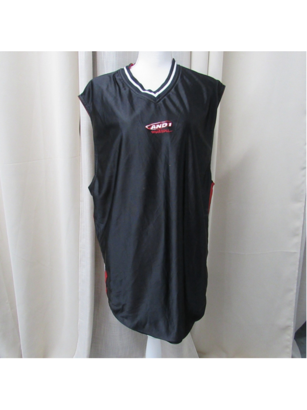 Vintage AND1 Reversible Basketball Jersey Black Red Mesh Tank Top Y2K Street